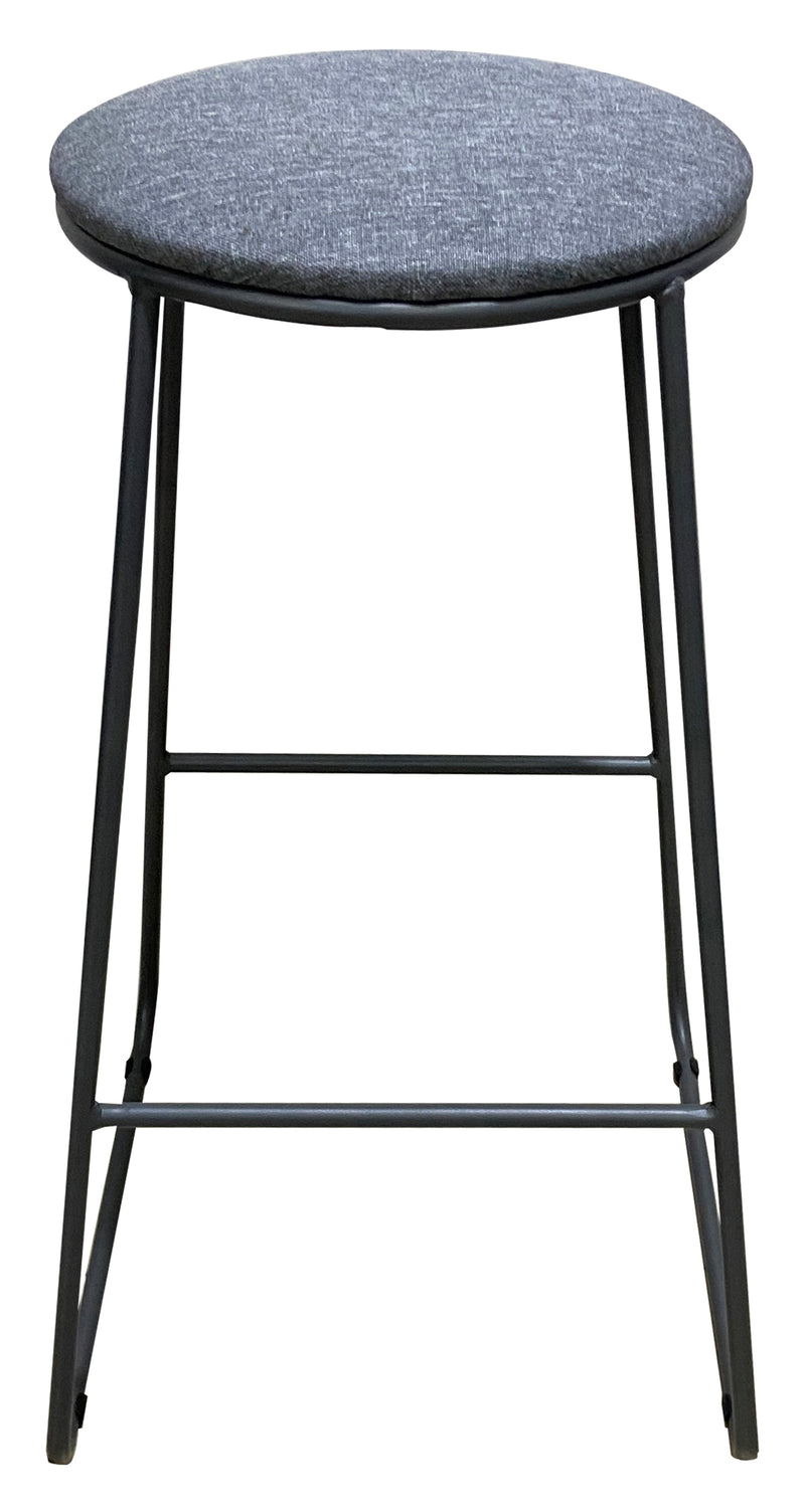 Dimo Hocker Colby Runde Sitzfläche aus grauem Stoff Graue Beine