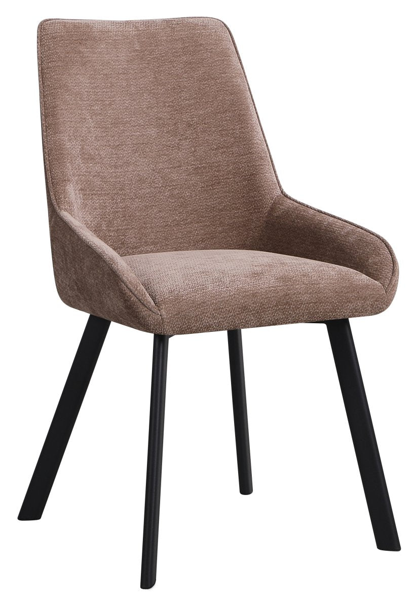 DI.MO Stuhl Kim aus Stoff in Taupe mit schwarzen Metallbeinen 57 x 52 x 87 cm – Moderner Esszimmer- und Wohnzimmerstuhl