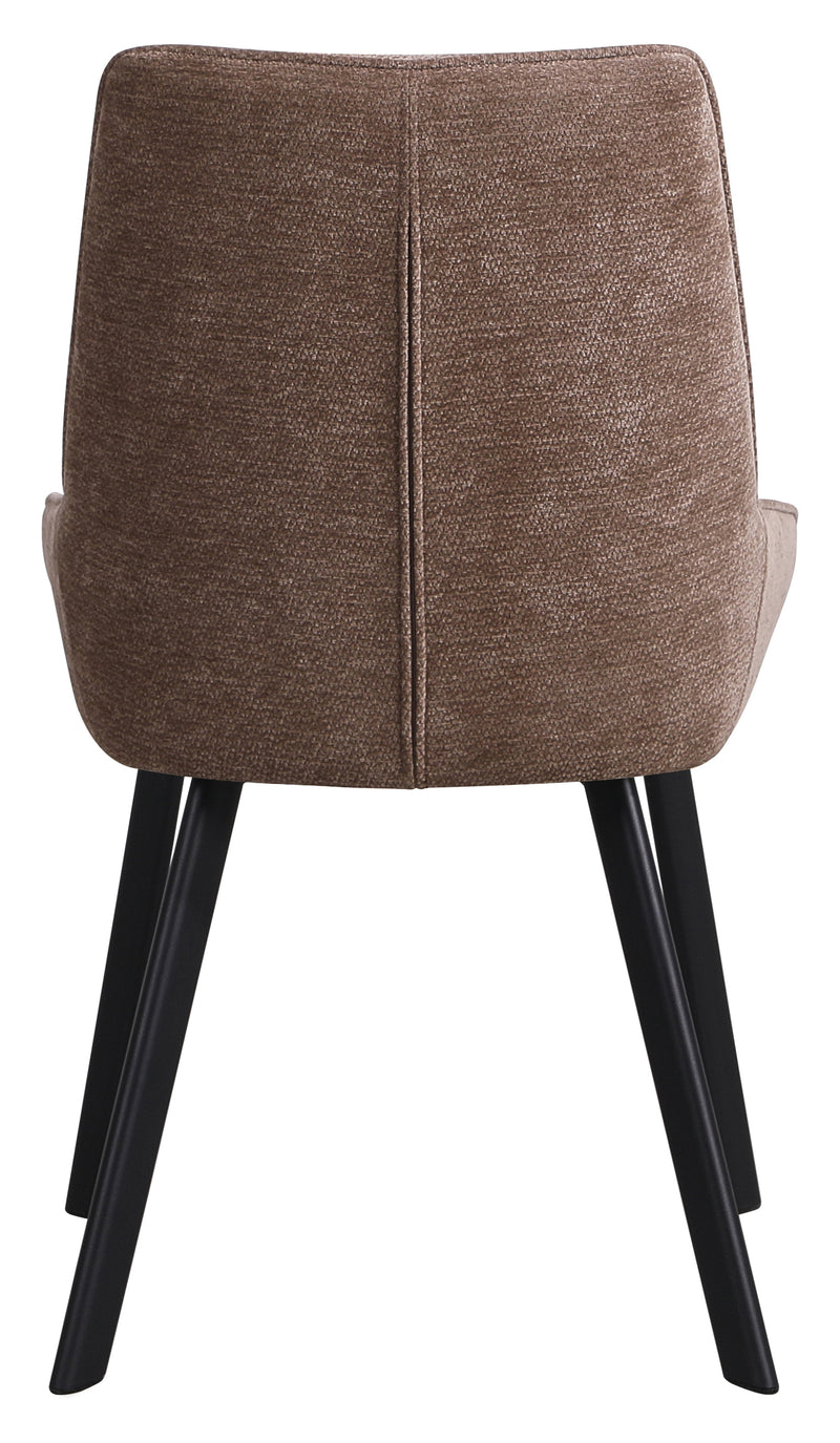 DI.MO Stuhl Kim aus Stoff in Taupe mit schwarzen Metallbeinen 57 x 52 x 87 cm – Moderner Esszimmer- und Wohnzimmerstuhl