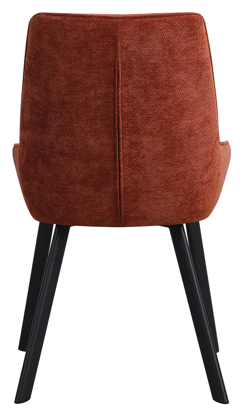 DI.MO Sedia Kim in Tessuto Mattone con Gambe in Metallo Nero 57 x 52 x 87 cm – Sedia Moderna da Pranzo e Soggiorno
