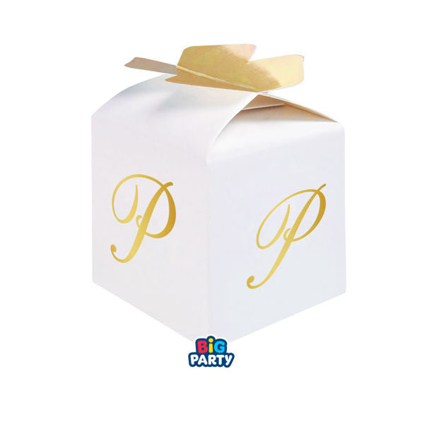Big Party 10 Schachteln Würfel Schleife Buchstabe P Gold