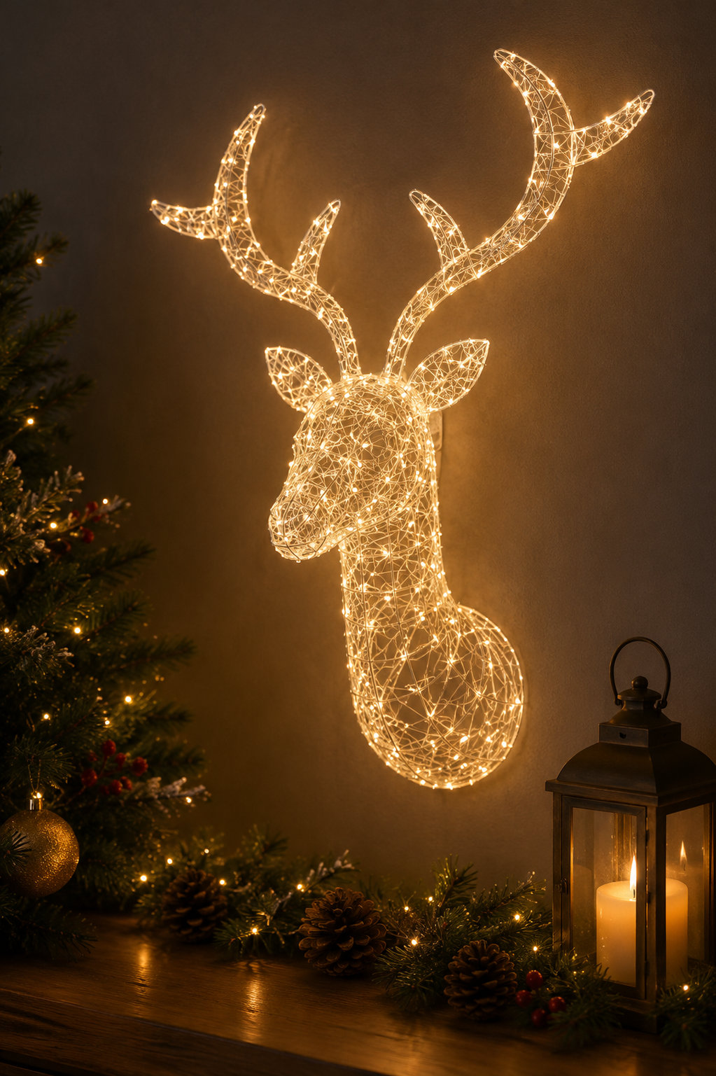EDG Enzo De Gasperi Decoro Renna Pearls Weihnacht 300 MicroLed H 90 Cm L 90 Cm L 35 I44 Light Gold