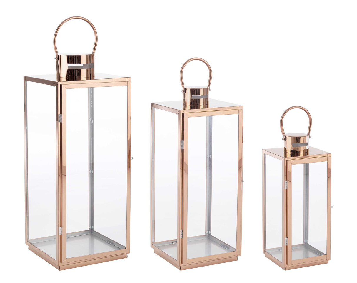 Bizzotto Set 3 Lanterna Alban Rame