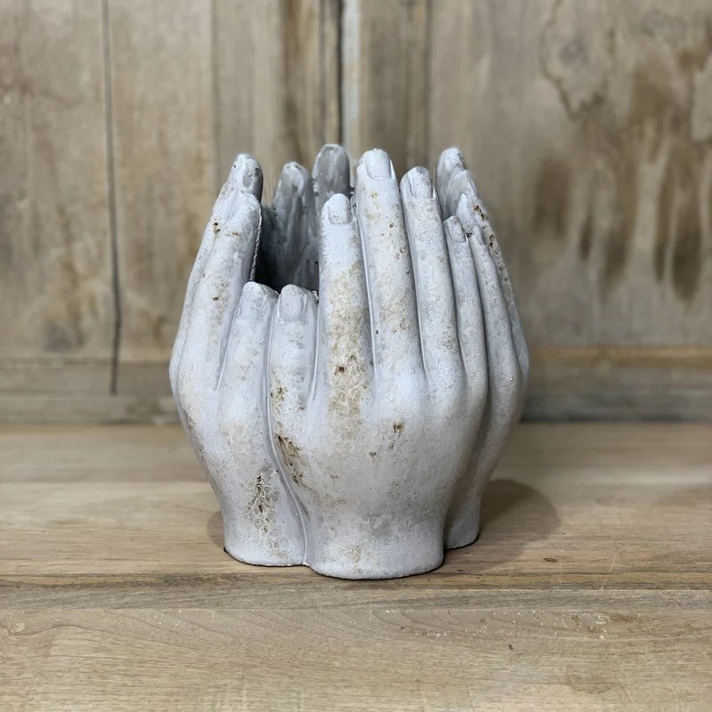 EDG Enzo De Gasperi Betontopf Hände H 22 Cm D 19 Cm Hellgrau Wasserdicht
