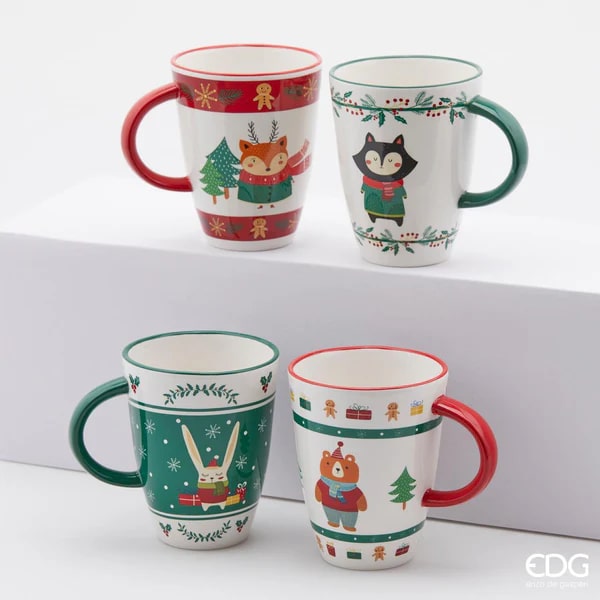 EDG Enzo De Gasperi Tasse Bosco Weihnacht 4 Stück H11 D9 Mehrfarbig