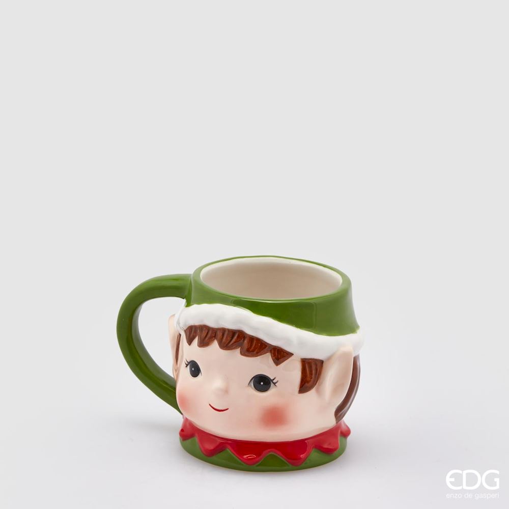 EDG Enzo De Gasperi Weihnachtstasse Elf H 9 cm Grün Rot