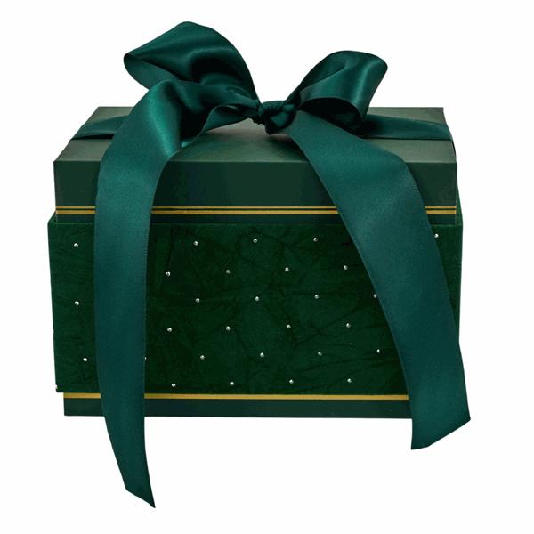 L'Arcolaio Scatola Natalizia Rettangolare in Velluto Medio Velvet Verde 18,7x14,7x12,1 Cm