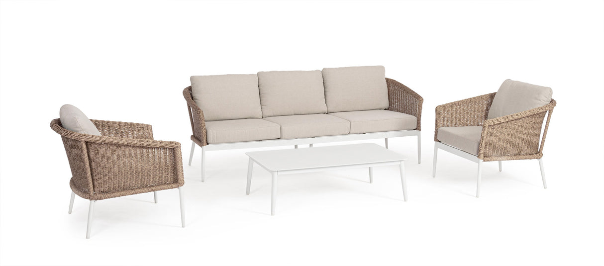 Bizzotto Set Salotto Oceana 4 Elementi Vapor Bianco