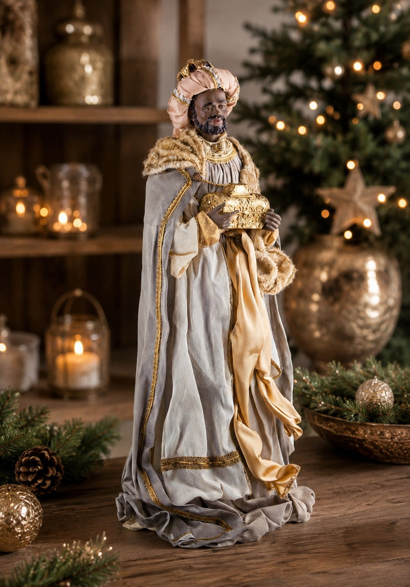 Bizzotto Figura Re Magio Nero | Decorazione Presepe Natale