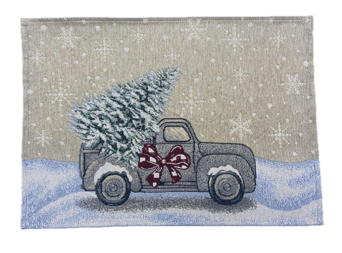 Bizzotto Weihnachts-Platzdeckchen Motor Car 48x33 cm – Dekoratives amerikanisches Platzdeckchen für den Weihnachtstisch