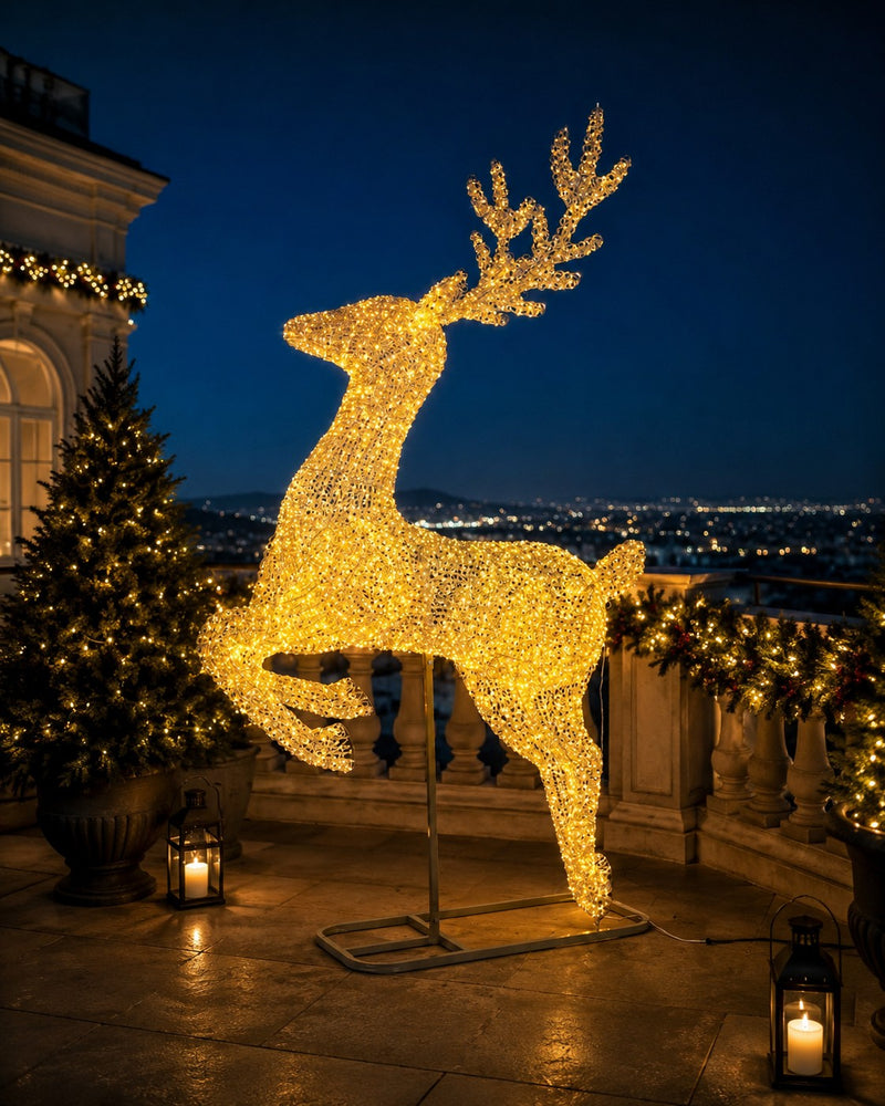 Bizzotto Renna Natalizia Zoe Oro con 8300 Micro LED Classic 180x60x287 cm Decorazione Luminosa