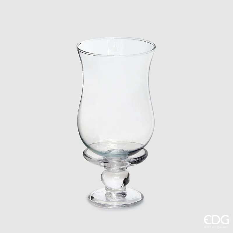 EDG Enzo De Gasperi Kerzenhalter Rund mit Kugel H 6 Cm D 9 Cm Natural Transparent Docht und Schaft