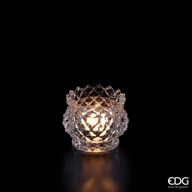 EDG Enzo De Gasperi Kerzenstab Gewölbt H 7 Cm D 9,5 Cm Natur Transparent