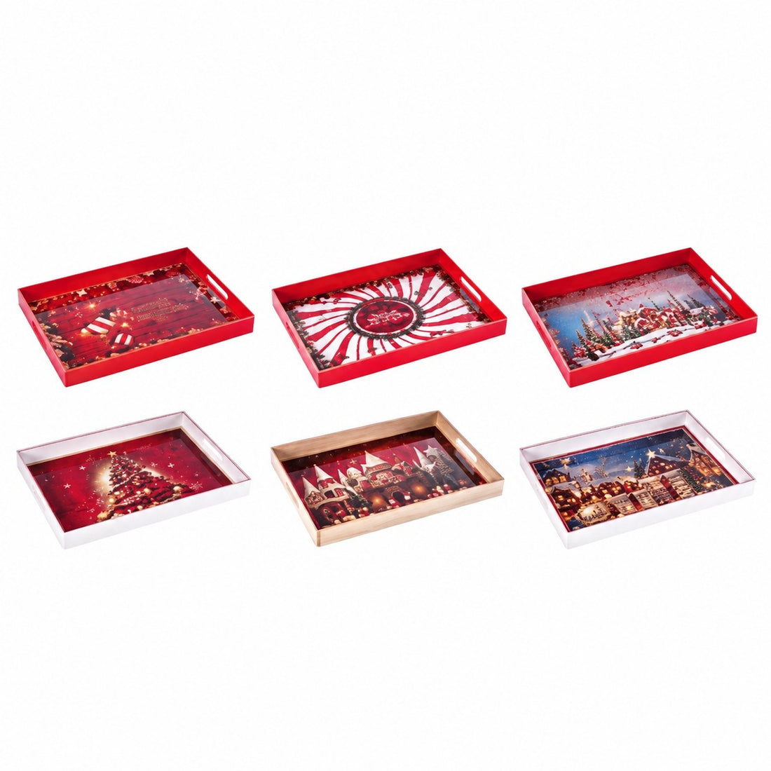 Ad Trend Rechteckiges Weihnachts-Tablett aus Kunststoff sortiert 40x30 cm 1 Stk. – Dekoratives Accessoire für den Weihnachtstisch