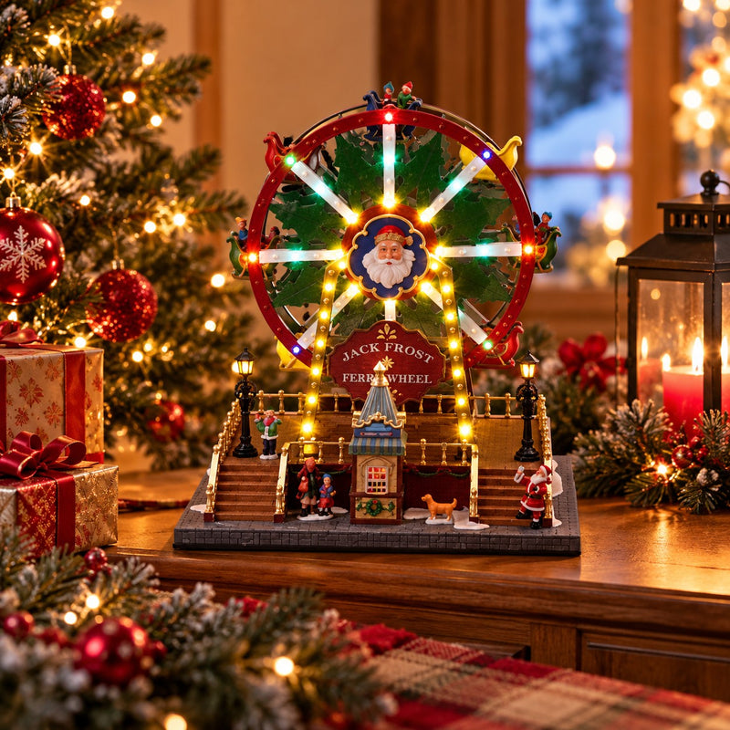 Ad Trend Winterlandschaft aus Kunststoff mit 27 LED-Leuchten 30x21xH34 cm – Leuchtende Weihnachtsdekoration für das Zuhause