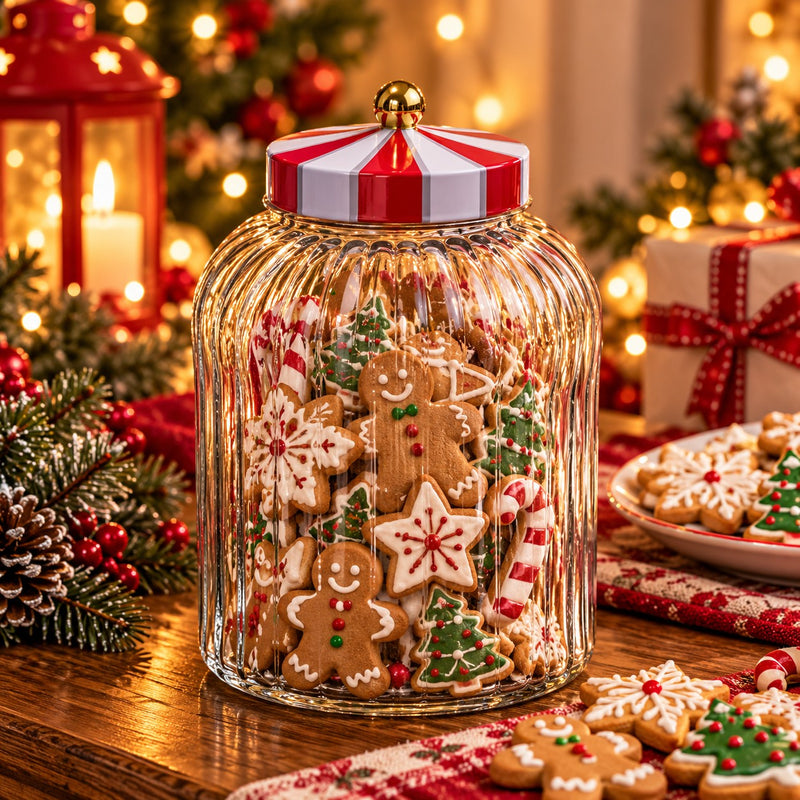 Ad Trend Vorratsglas Weihnachts mit Blechdeckel Ø18xH29 cm – Dekorativer Weihnachtsbehälter