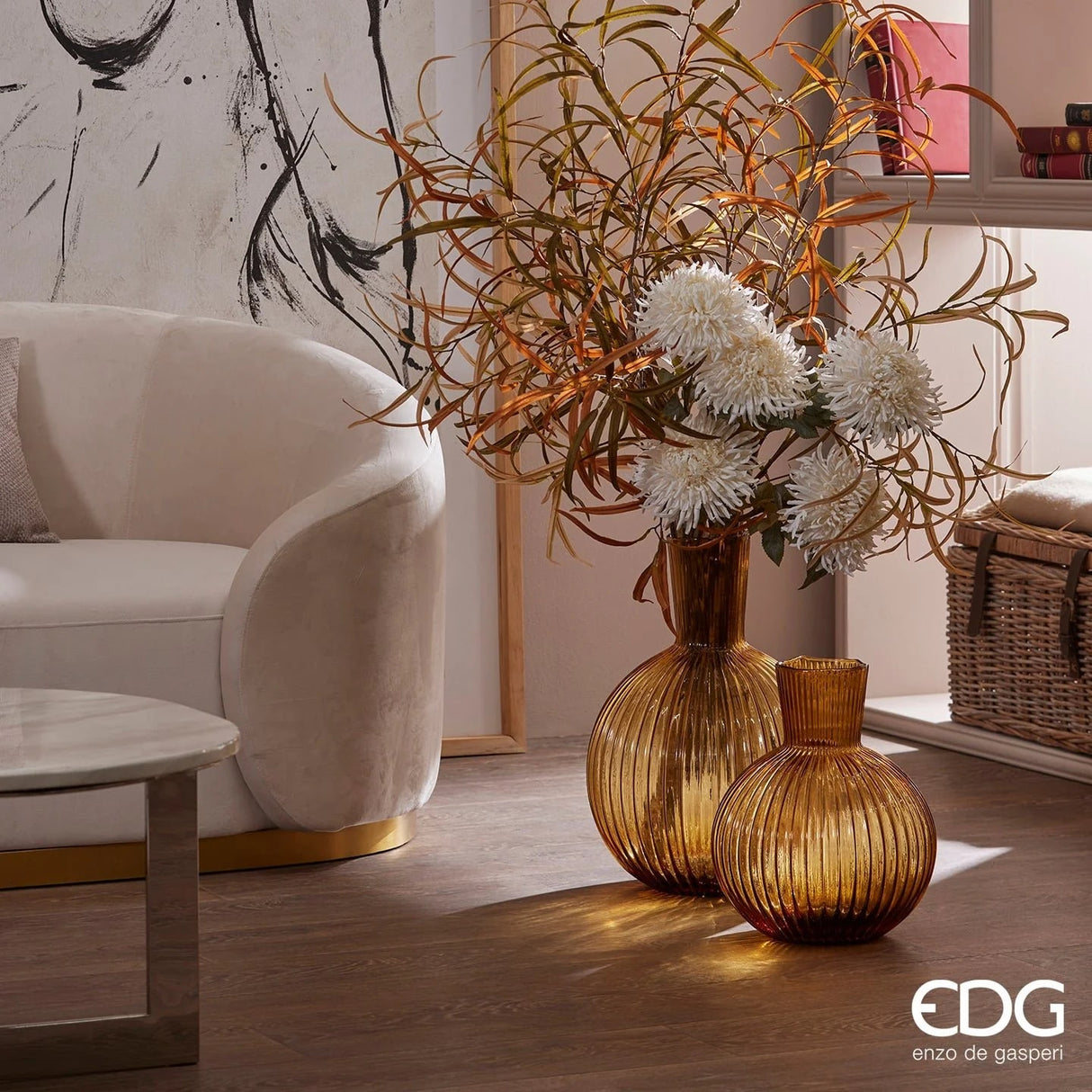 EDG Enzo De Gasperi Vaso Ampolla H 35 Cm D 29 Cm Ambra