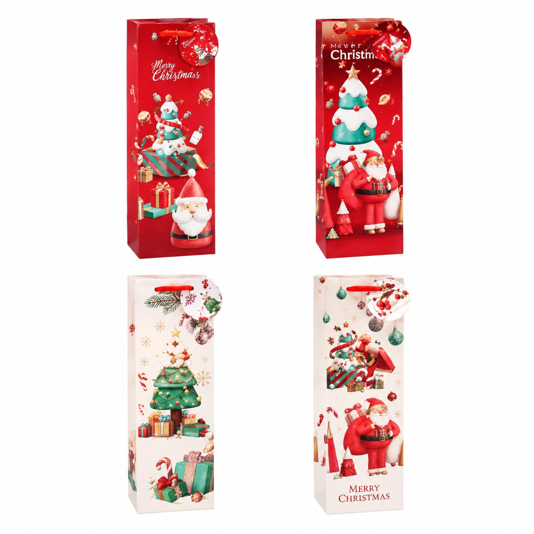 Ad Trend Papiertasche Flaschenträger Sortiert 12x9xH36 cm 1 Stk. – Weihnachtsgeschenkverpackung