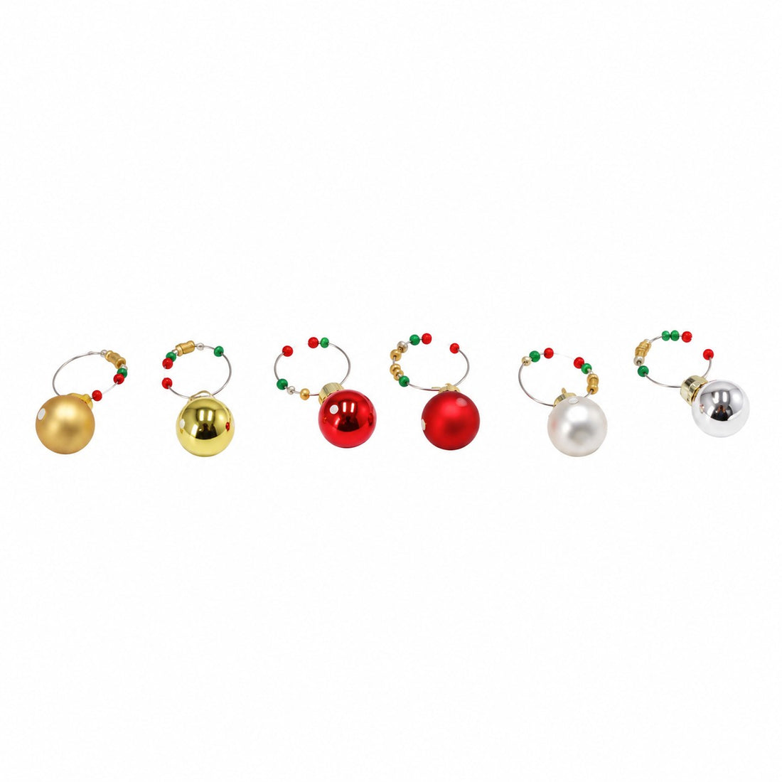Ad Trend Set 6 Glasmarkierer mit Weihnachtskugeln-Form aus Glas Sortiert 1 Pack – Dekorative Tischaccessoires für den Weihnachtstisch