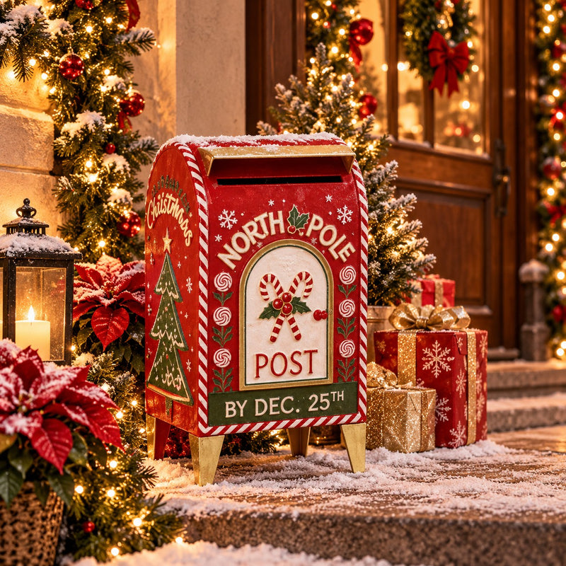 Ad Trend Dekorativer Weihnachtspostkasten aus Eisen 21x17xH36 cm – Weihnachtsdekoration
