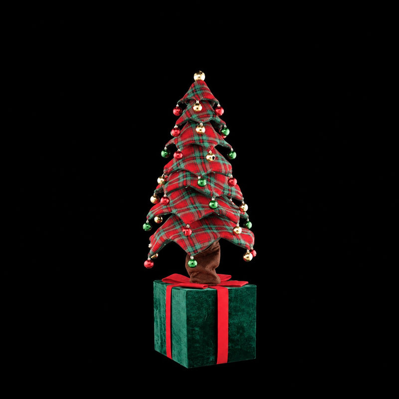 Ad Trend Weihnachtsbaum mit Tartan-Geschenkpaket 60x60xH150 cm – Weihnachtsdekoration