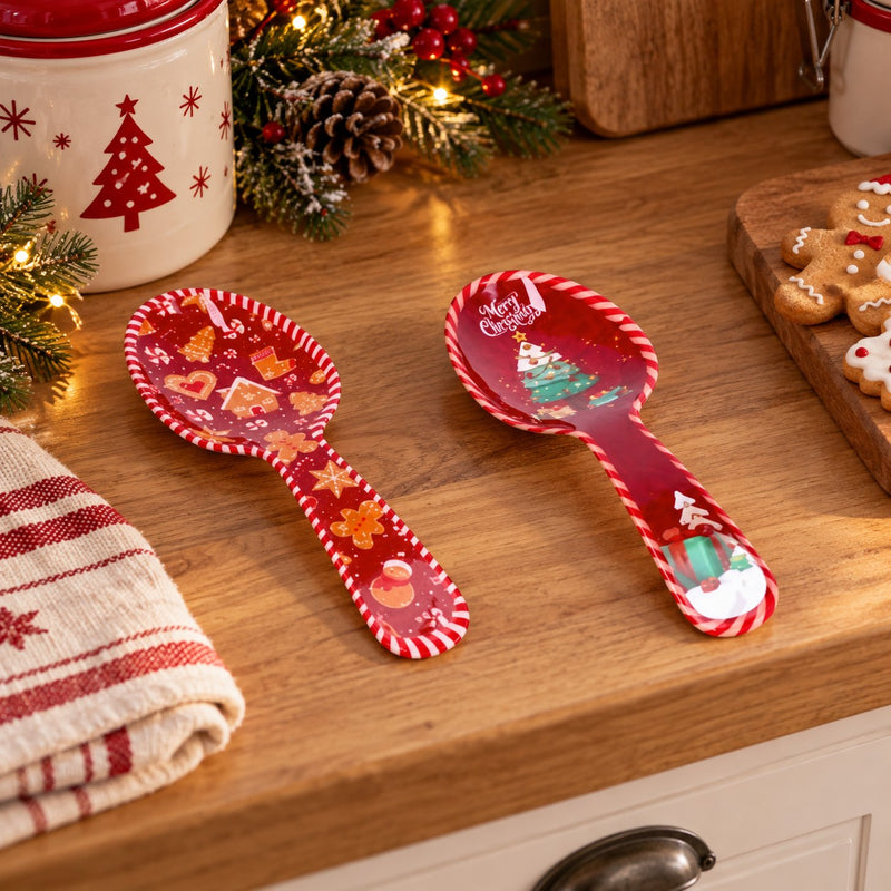Ad Trend Löffelhalter Weihnachtsdesign aus Melamin sortiert 10x28xH3 cm 1 Stk. – Weihnachtliches Küchenzubehör
