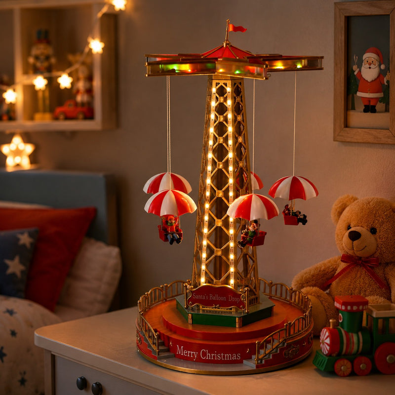 Ad Trend Weihnachtskarussell mit 59 LEDs Ø 25 cm H 45 cm Rot