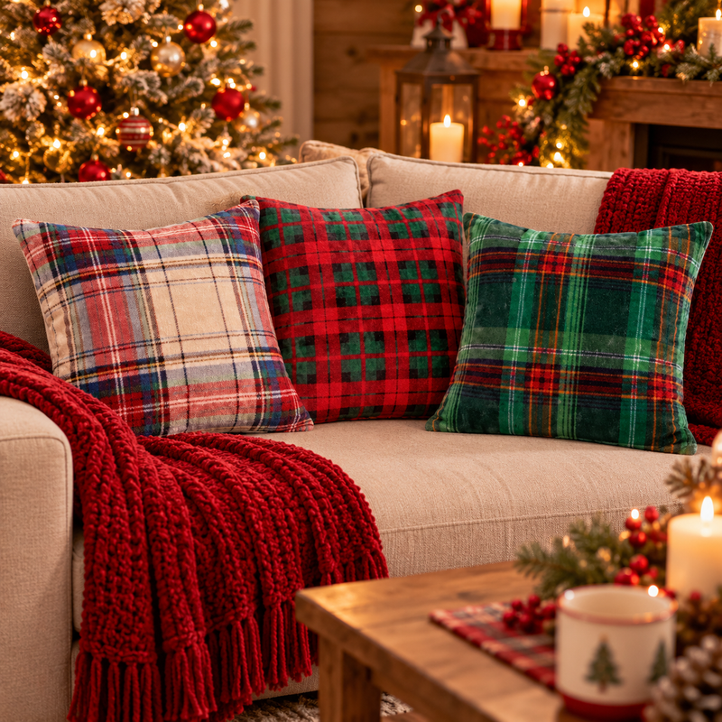 Ad Trend Weihnachtskissen aus Flanell und Sherpa 45x45 cm Sortiert 1 Stk. – Weiches Dekoratives Weihnachtskissen