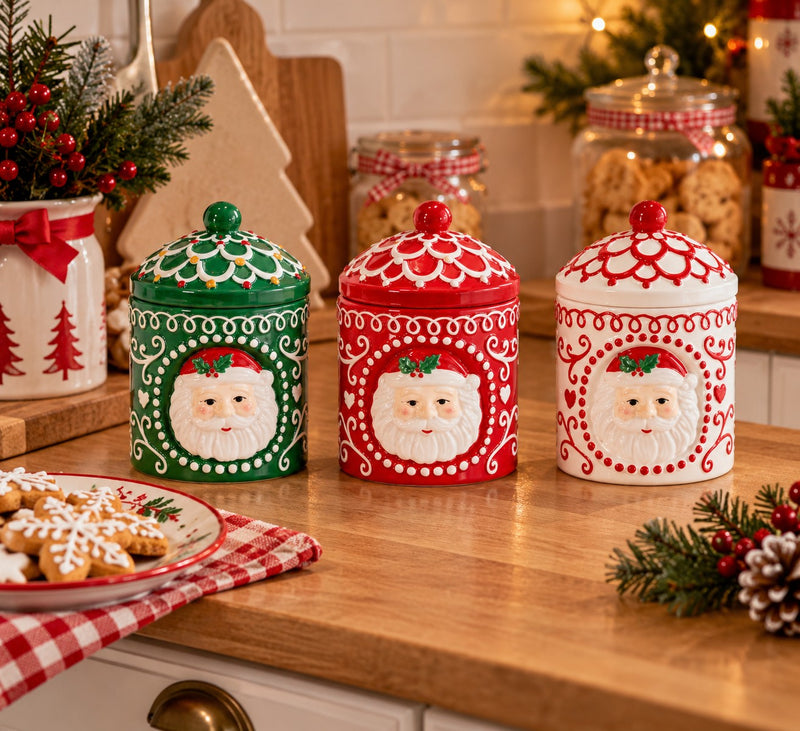 Ad Trend Weihnachtsdose aus Keramik, sortiert Ø12 cm 1 Stk. – Dekorativer Weihnachtsbehälter