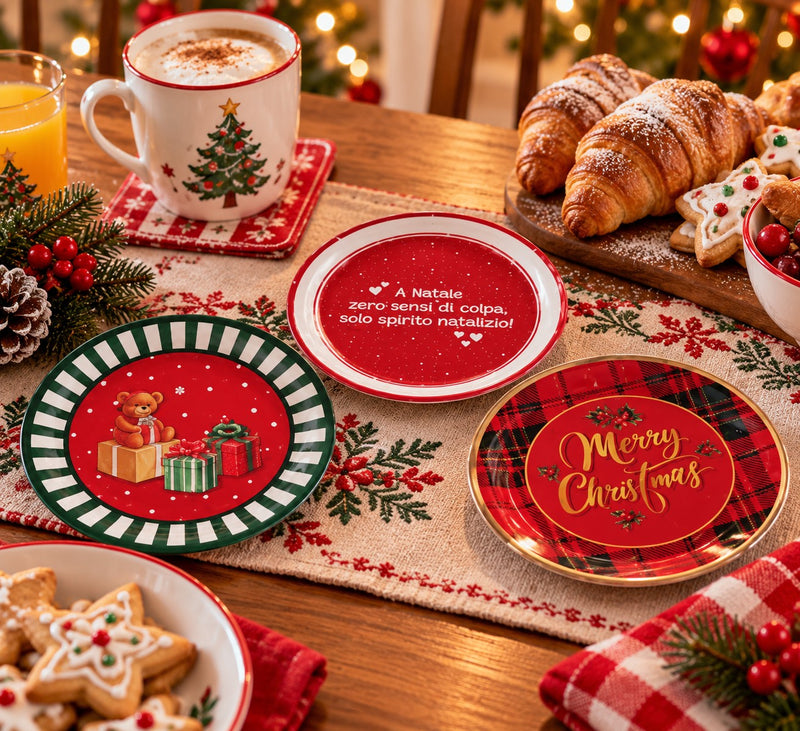 Ad Trend Weihnachtsteller aus Papier sortiert Ø18 cm 1 Pack – Einweg-Tischzubehör für Weihnachten