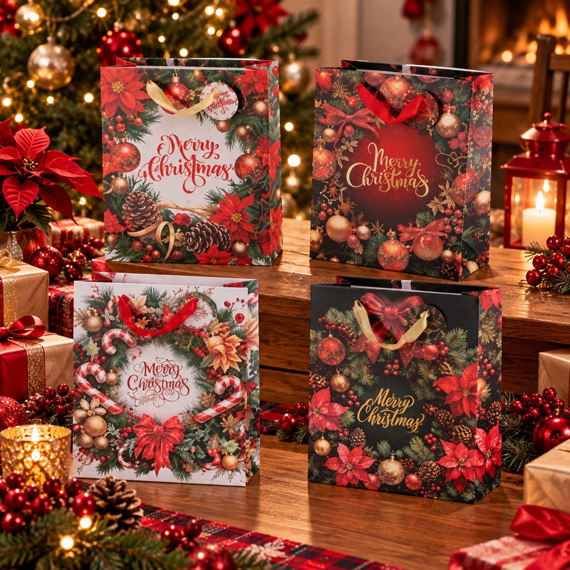 Ad Trend Weihnachtliche Geschenktasche aus Papier in Sortierung 26x12xH32 cm 1 Stk – Beutel für Weihnachtsgeschenkverpackungen