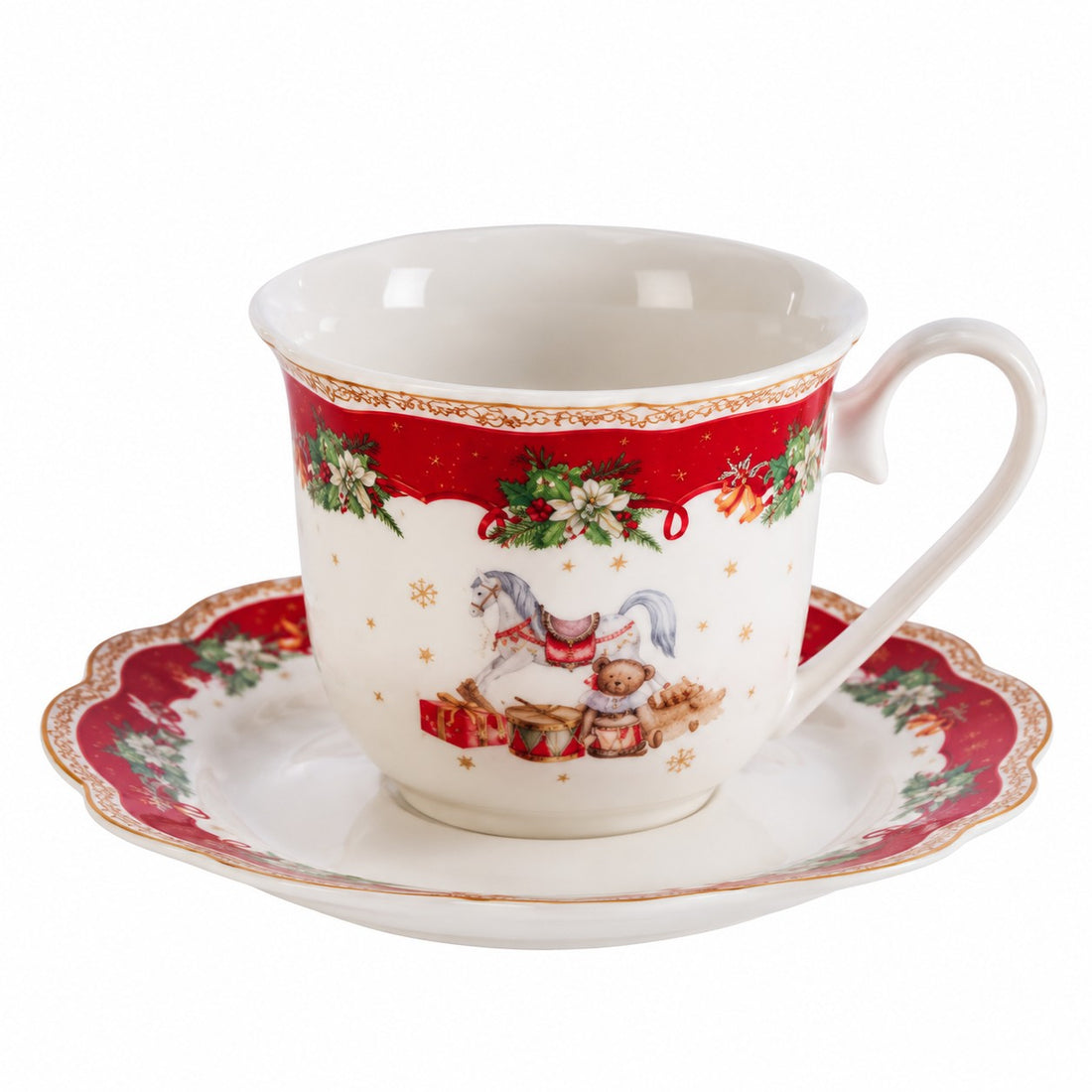 Ad Trend Teeschale mit Untertasse Ø10xH8 cm – Tee-Set und Untertasse für den Weihnachtstisch