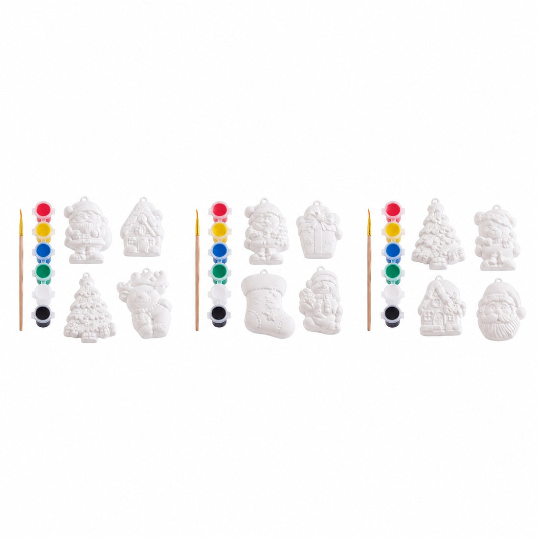 Ad Trend Set 4 Weihnachtsdekoration zum Anmalen mit Pinsel und 6 Sortierte Farben 1 Set – Kreatives DIY-Weihnachtsbastelset