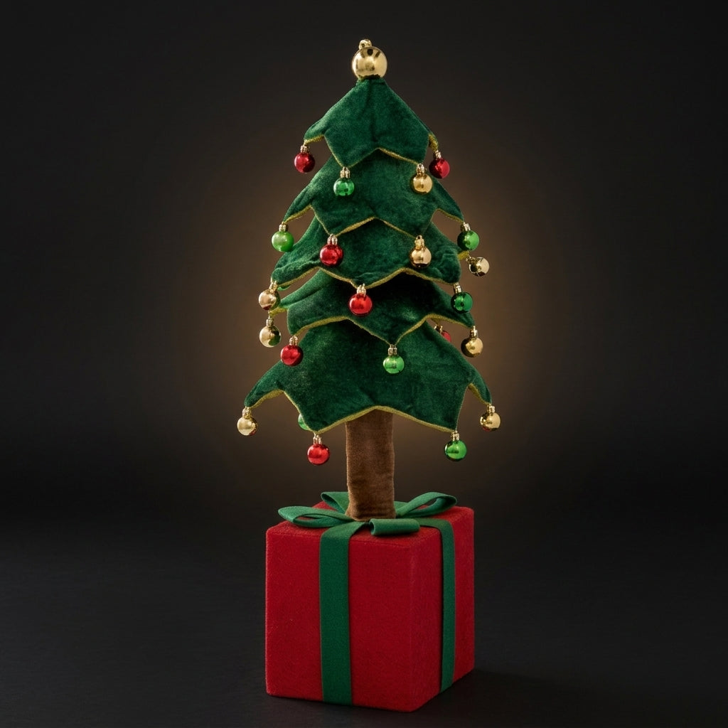 Ad Trend Weihnachtsbaum Deko mit Geschenkpaket Grün und Rot 25x25xH70 cm – Weihnachtsdekoration für Zuhause