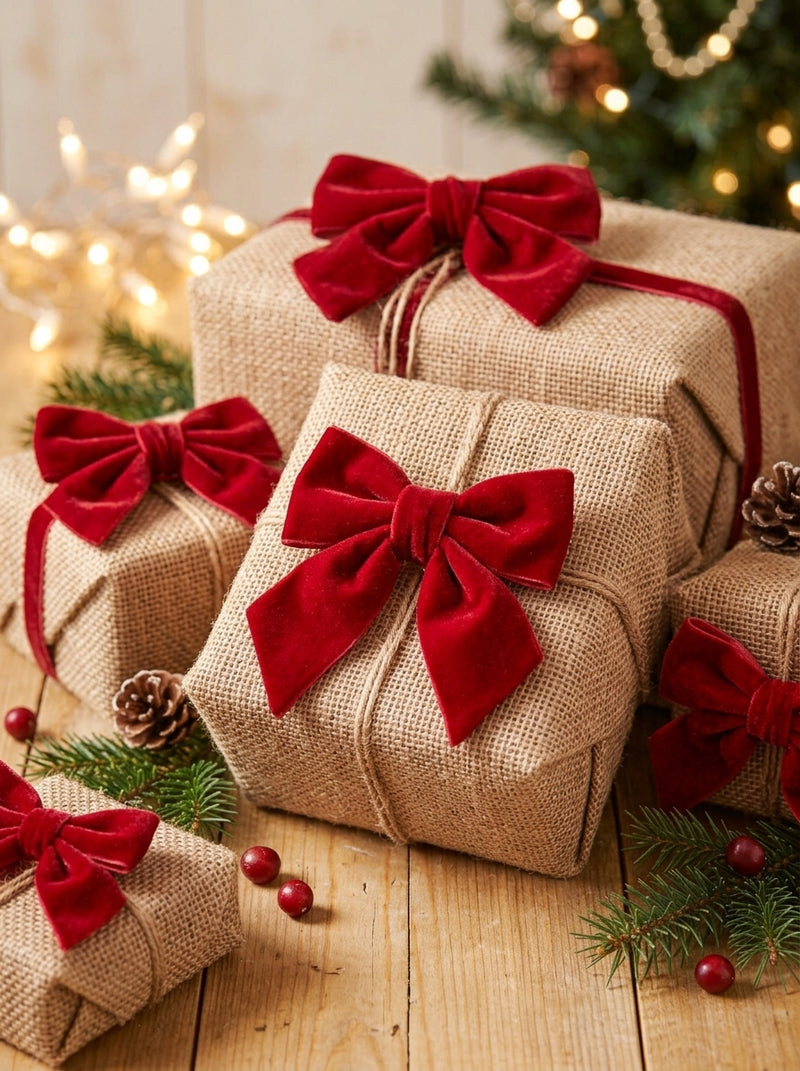 Ad Trend Fiocco Natalizio Rosso in Velluto e Plastica 8x11 cm – Decorazione per Albero di Natale, Addobbi e Confezioni Regalo