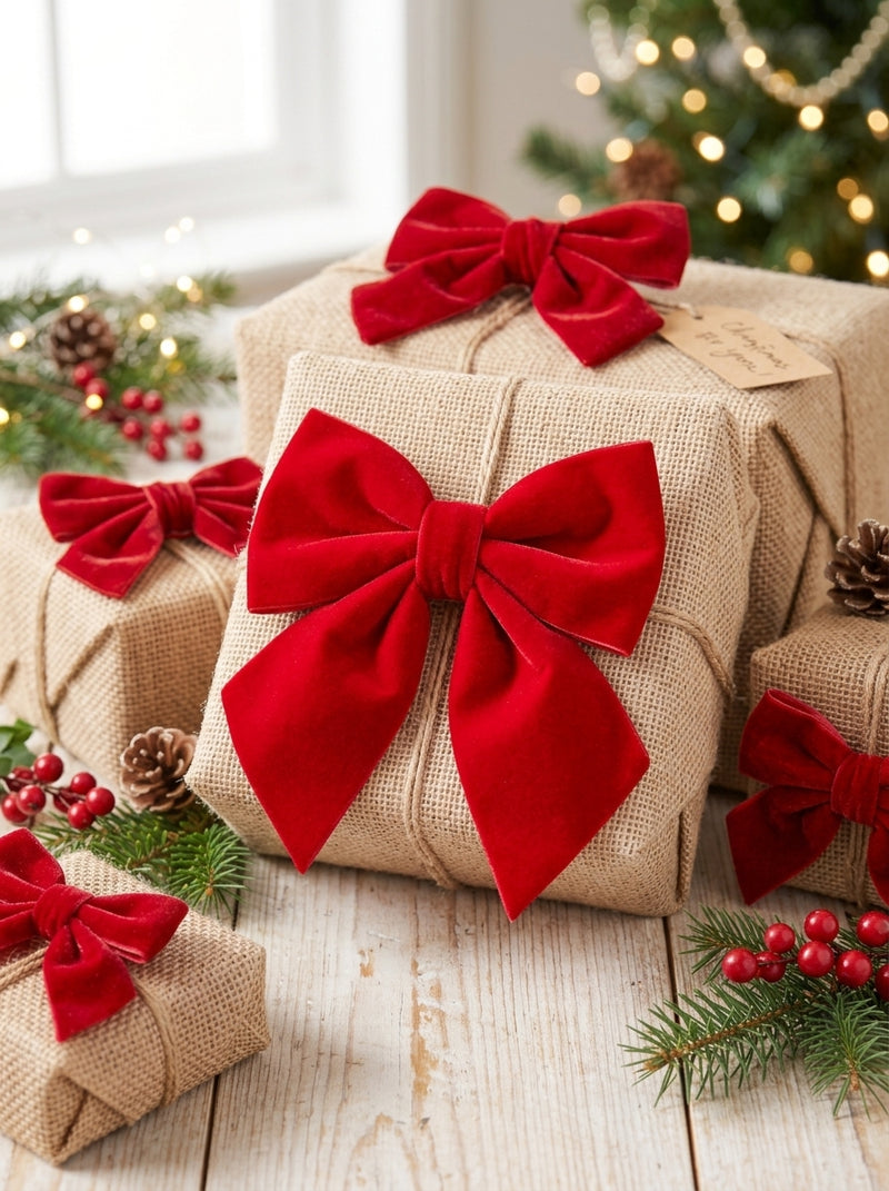 Ad Trend Fiocco Natalizio Rosso in Velluto e Plastica 16x19 cm – Decorazione per Albero di Natale, Addobbi e Confezioni Regalo