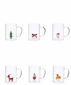 Ad Trend Weihnachtstasse Mug aus Glas mit 3D-Figur sortiert 450 ml 1 Stk. – Dekorative Frühstückstasse zu Weihnachten