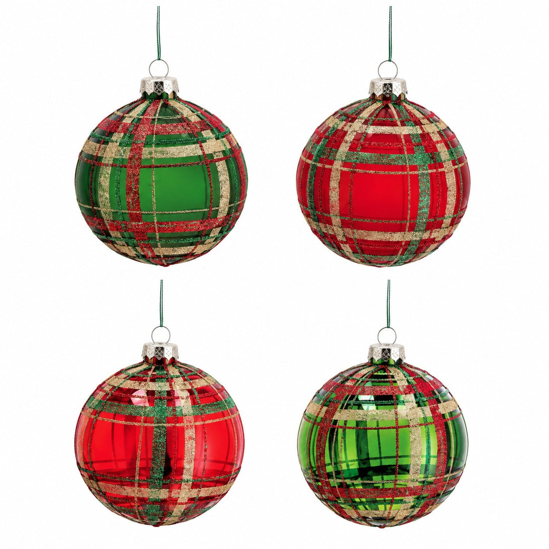 Ad Trend Weihnachtskugel aus Glas mit Tartan-Muster sortiert Ø10 cm 1 Stk. – Dekorativer Baumschmuck für Weihnachtsbaum