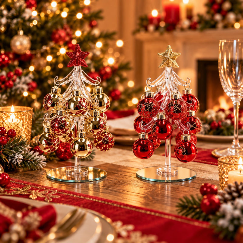 Ad Trend Weihnachtsbäumchen Dekoration mit Glaskugeln sortiert Ø7xH15,5 cm 1 Stk. – Weihnachtsdeko für das Zuhause