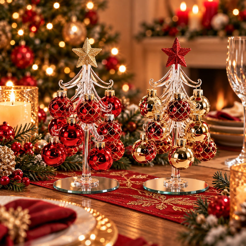 Ad Trend Weihnachtlicher Zierblumbaum mit sortierten Glaskugeln Ø9xH20 cm 1 Stk. – Weihnachtsdekoration für das Zuhause