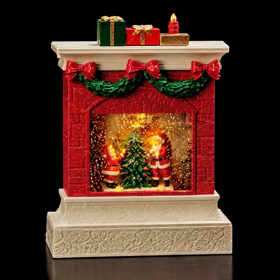 Ad Trend Weihnachtskamin Dekoration mit LED-Leuchten und Musik 19x7xH25 cm – Leuchtende und musikalische Weihnachtsdeko für zu Hause