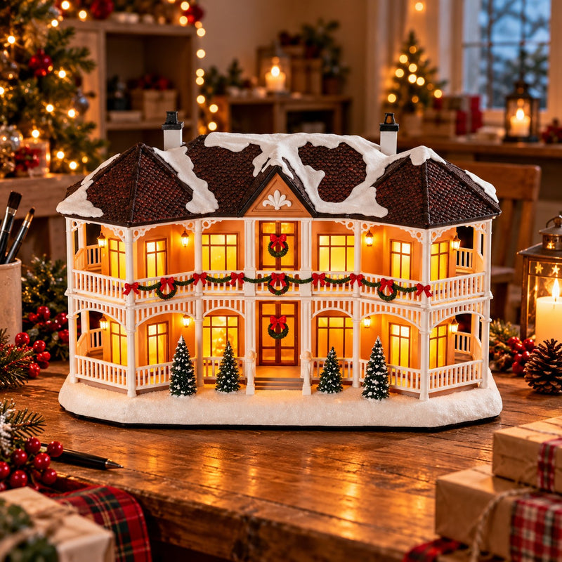 Ad Trend Paesaggio Natalizio Invernale in Resina e Plastica con 31 Luci LED 44x19xH29 cm – Decorazione Luminosa di Natale per la Casa