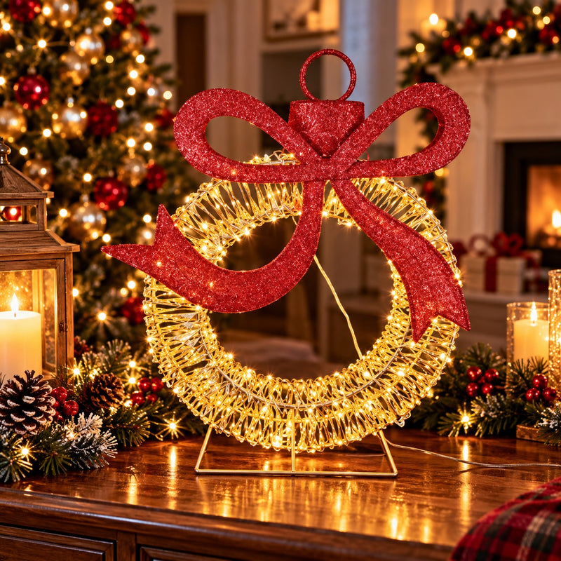 Ad Trend Weihnachtskugel Leuchtend Gold aus Kunststoff und Eisen mit 400 LED-Leuchten IP44 48x18xH58 cm – Weihnachtsdekoration für außen