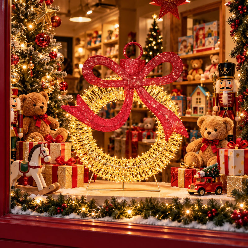 Ad Trend Weihnachtskugel Leuchtend Gold aus Kunststoff und Eisen mit 500 LED-Leuchten IP44 58x22xH73 cm – Weihnachtsdekoration für Außen