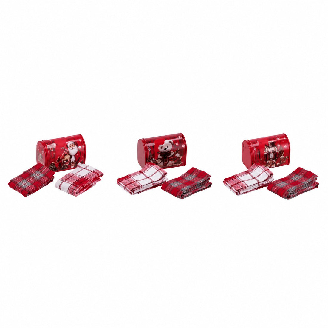 Ad Trend Kit Regalo Natalizio con Latta Decorativa e 2 Salviette Assortito 1 Confezione – Set Regalo di Natale