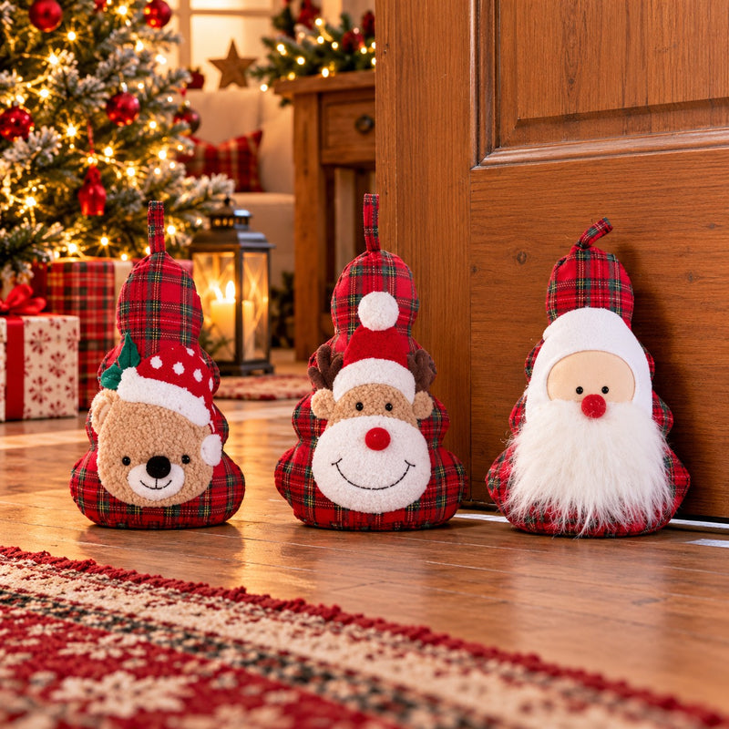 Ad Trend Fermaporta Natalizio in Tessuto Assortito 18x13xH33 cm 1 Pz – Decorazione di Natale per Porte e Casa