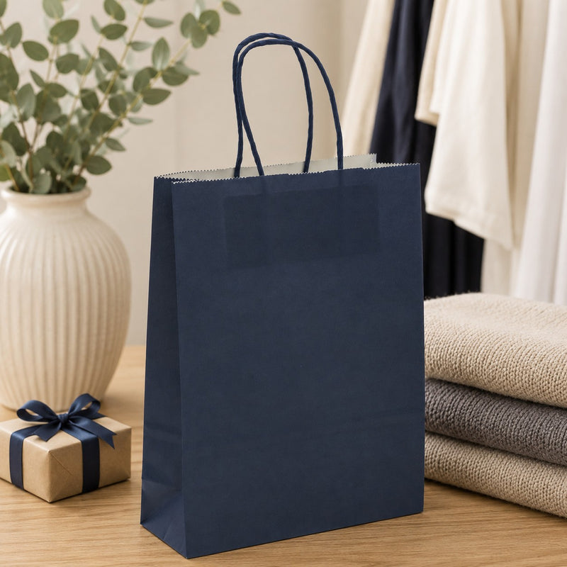 L'Arcolaio Shopper Kraft Blau Weihnachtsgeschenke 18x7x24 cm Packung 10 Stück