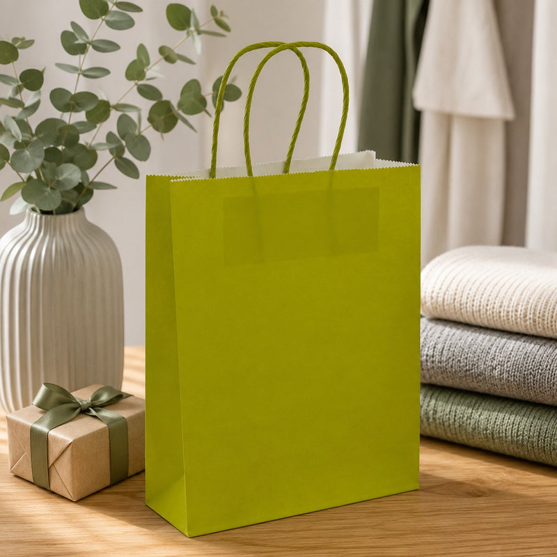 L'Arcolaio Shopper Kraft Lime Weihnachtsgeschenke 18x7x24 cm Packung mit 10 Stück