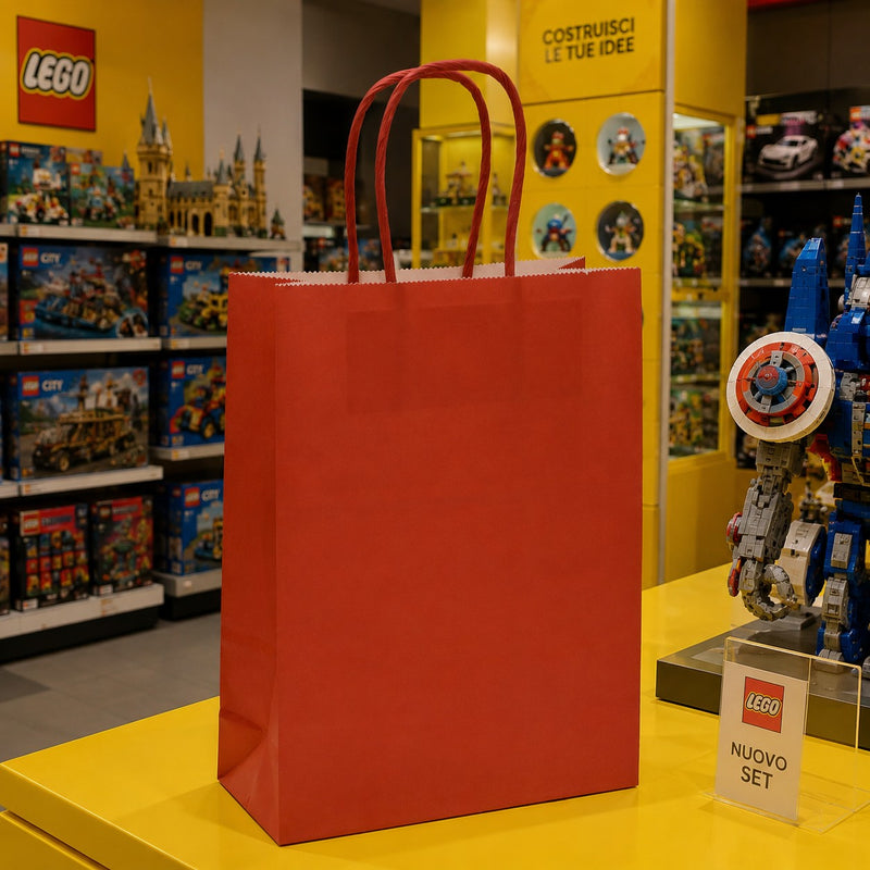 L'Arcolaio Shopper Kraft Rot Weihnachtsgeschenke 22X10X29 Pack 10 Stk.