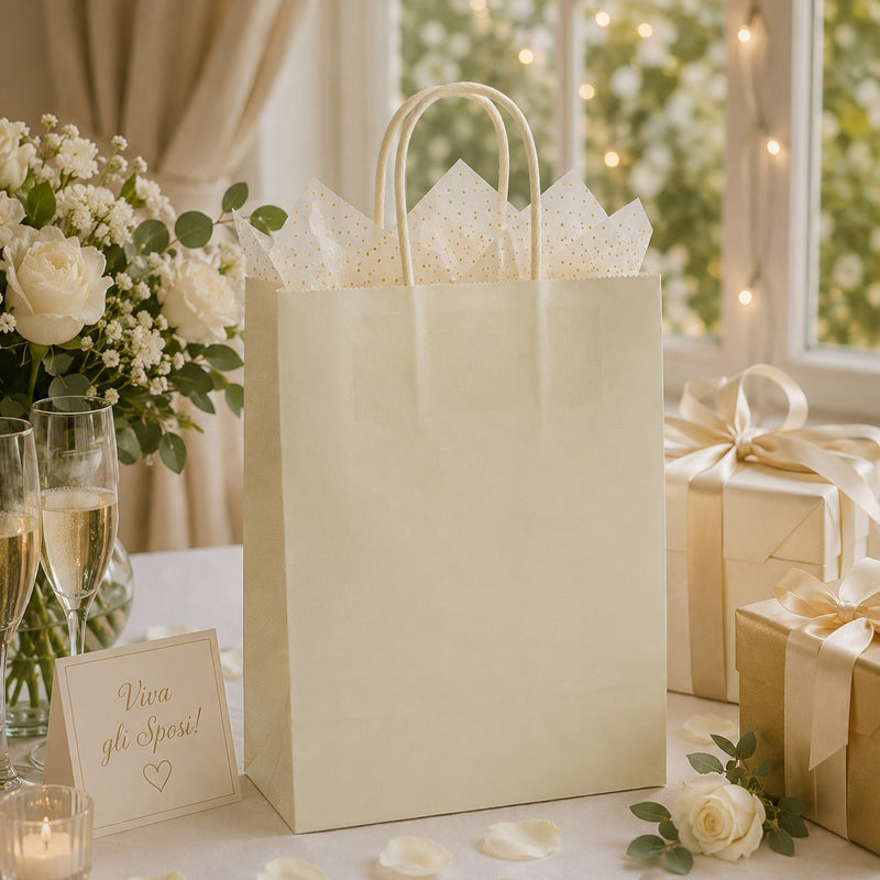 L'Arcolaio Shopper Kraft Creme Weihnachtsgeschenke 26x11x34 cm Packung 10 Stk.